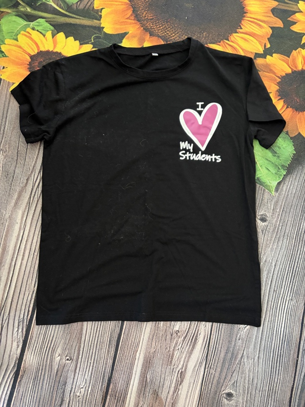 I Heart My Students Teacher T-Shirt - Black with Pink Heart